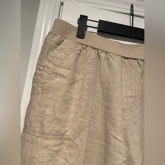 NWT Coldwater Creek Size 16P Flax 100% Linen Pull On Straight Leg Pants Beachy - Picture 5 of 13